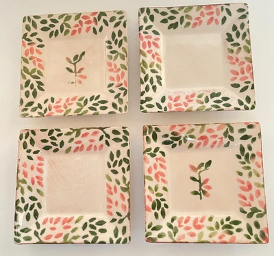 Crate & Barrel Christmas "Winter Gems" Square Appetizer Plates, Set of 4 - Image 1 of 4