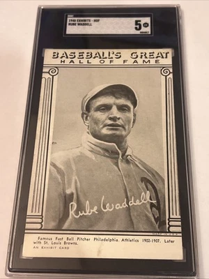 1948 Baseball's Great Hall of Fame Exhibits Card Rube Waddell Graded SGC 5 - Image 1 of 4
