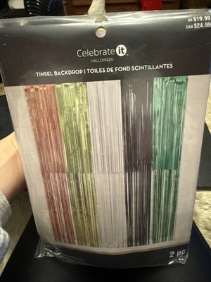 Oropel de Halloween Telón de Fondo Verde Negro Naranja Fiesta Cortina Decoración Nuevo Foto 1 de 3