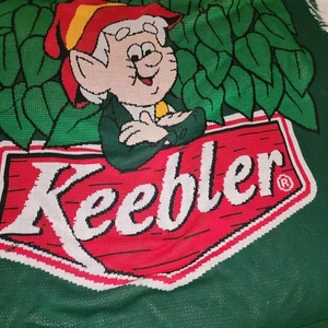 Ernie KEEBLER Elf knit blanket red gree fringe edge old school - Picture 1 of 4