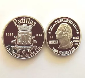 PESETA PATILLAS 2019 Serie Pueblos PUERTO RICO Plata Boricua Silver Quarter - Picture 1 of 12