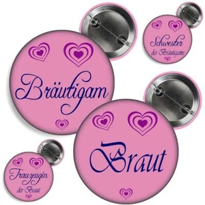 Button Hochzeit Braut Bräutigam Trauung Heirat JGA rosa CrazyShirt - Bild 1 von 53