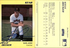 Steve Decker Signed 1989 Star #84 Card San Jose Giants Auto AU