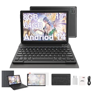 2025 New Android 14 Tablet 10" 8GB+64GB 5GWIFI 4-Core LCD 6000mAh Widevine L1 - Picture 1 of 18