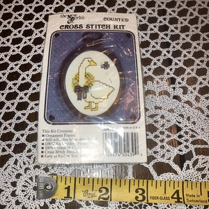 Christmas Cross Stitch Kit Good for Beginners Small Goose Butterfly Wreath - Picture 1 of 2