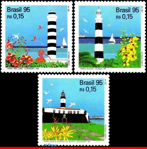 2550-52 BRAZIL 1995 LIGHTHOUSES, FLOWERS & PLANTS, BIRDS, MI# 2661-63, SET MNH - Picture 1 of 2