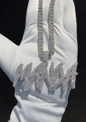 3,5 quilates Pass Diamond Tester Moissanita Personalizado Doble Nombre Colgante Gratis Stud Plata Foto 1 de 4