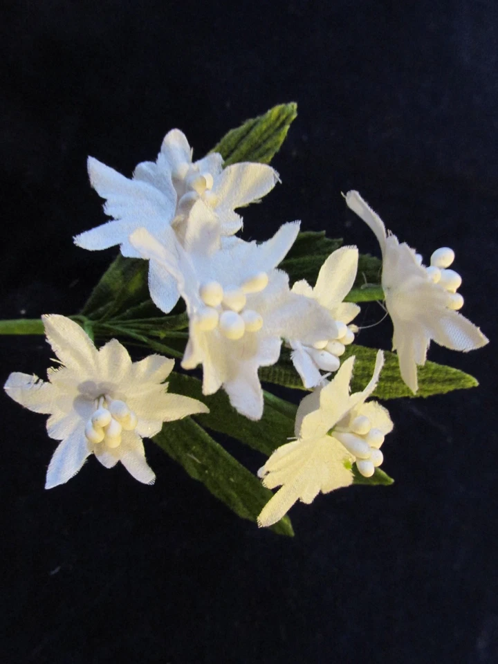 Flor de sombrerería blanca Eidelweiss 1 1/2" flocada 6 piezas para sombrero boda + cabello NQ2b Foto 1 de 1