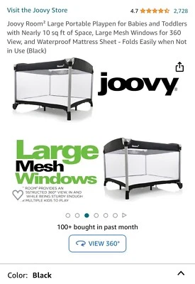 Joovy New Room2 Portable Playard, Black for baby - Image 1 of 4