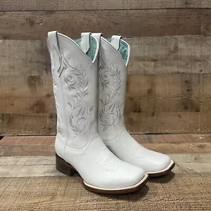 Bota Vaquera de Mujer Women's Western White Square Toe Cowgirl Boots Leather 112 - Picture 1 of 7