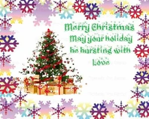 Merry Christmas Tree Presents - Edible 2D Fondant Cake Cupcake Topper - D21801 * - Picture 1 of 1