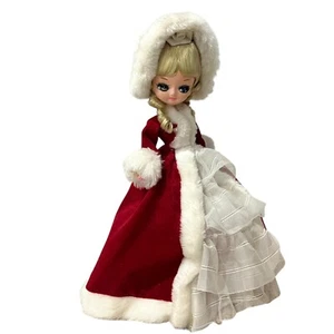 Vintage BIG EYES BRADLEY DOLL Korea 11.5” Music Box 1970s Christmas Spins Blonde - Picture 1 of 8