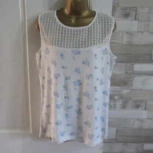 Markenlos ● Gr. 18 ● weiße Spitze blau geblümt Bluse Trägertop Trägertop Damen Ladies - Bild 1 von 5