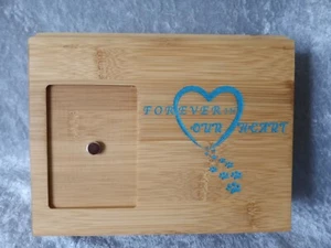 Cremation Urn with Picture Holder Wooden Pet Dog Cat Ashes Memorial Keepsake Box - Picture 1 of 2