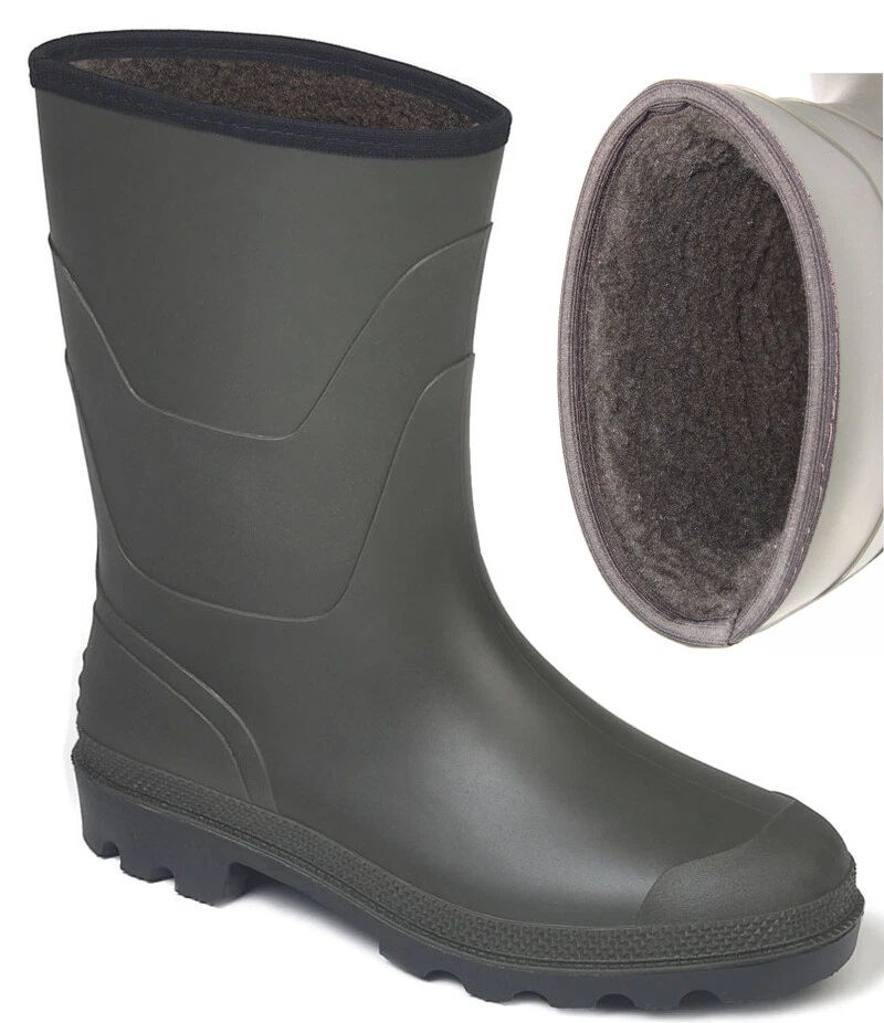 Beck 903 Warmfutter gefütterte schlichte Gummistiefel Regenstiefel halbhoch oliv