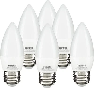 LED B13 Frosted Chandelier Torpedo Bulb 7W(60W=) E26 5000K Daylight 6-Pack - Image 1 of 2