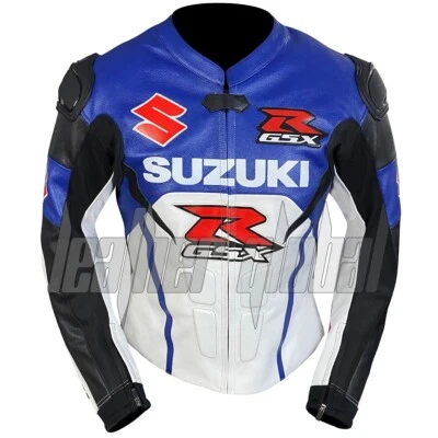Chaqueta de cuero deportiva de cuero de vaca para hombre Suzuki RGSX hecha a medida Foto 1 de 4