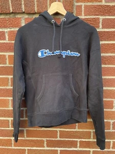Champion Reverse Weave Men's Hoodie Embroidered Script Logo Black Size XS - Picture 1 of 2