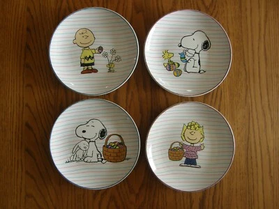 Juego 4: Platos de ensalada Williams Sonoma Peanuts Gang Pascua/Primavera - Snoopy - Nuevo Foto 1 de 4