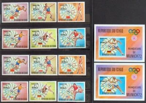 CHAD 1972 OLYMPICS, Cpl XF MNH** Perf + ImPerf Sheet+Set, Olympia, Javelin Throw - Picture 1 of 1