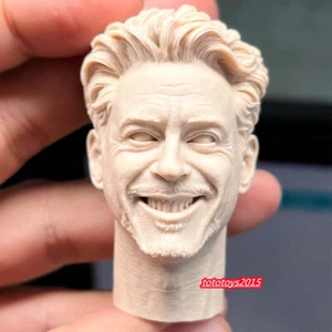 1:6 Man Tony Stark Smile Head Sculpt Model For 12" Male Soldier Body Toy - Picture 1 of 4