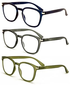 3 Pairs Round Lightweight Reading Glasses - Translucent Clear Men Women 7019 - Picture 1 of 11