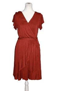 SOMA Weekend weiches Stretch Crossover Gürtel Kleid Rüschen Gr. Small S weinrot - Bild 1 von 2