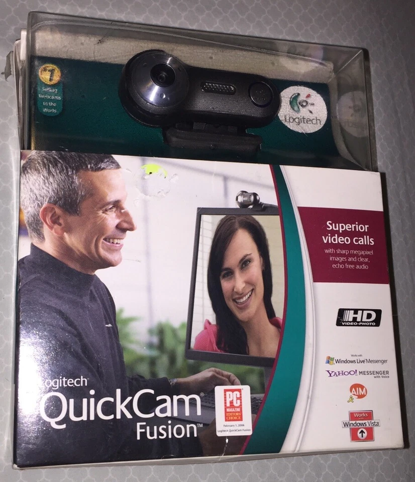 Logitech QuickCam Fusion USB Webcam Camera, With Microphone, Privacy Cap Cover - Image 1 of 4