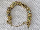 Vintage Classic Goldette Slide Jeweled Charm Bracelet Double Chain Q1
