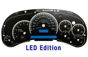 LED Edition Custom Gauge Face Overlay for 2003 04 05 GM Instrument Clusters New - Picture 1 of 15