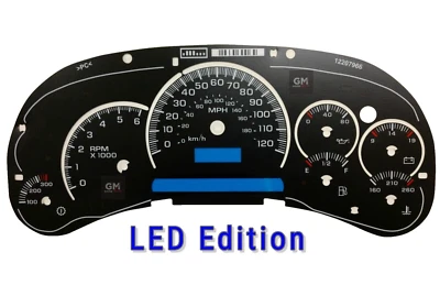 LED Edition Custom Gauge Face Overlay for 2003 04 05 GM Instrument Clusters New - Bild 1 von 4