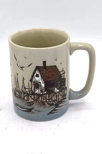 Otagiri Mug Ocean Boat House Seagull Lighthouse Nautical Sea Ocean 3D Raised - Picture 1 of 6
