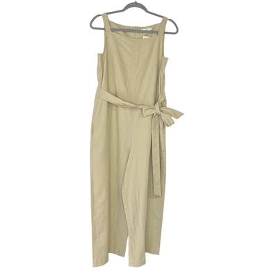 NWT Uniqlo Linen Blend Wide Leg Crop Jumpsuit Striped Boho Coastal Size Small - Image 1 of 4