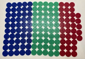 135 Marker Chips Komplettsatz Originalteile für 1999 SEQUENZ Brettspiel - Bild 1 von 6