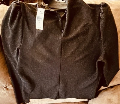 Ann Taylor black sparkle long sleeve blouse size medium NEW WITH TAGS $74.50 SRP - Image 1 of 2