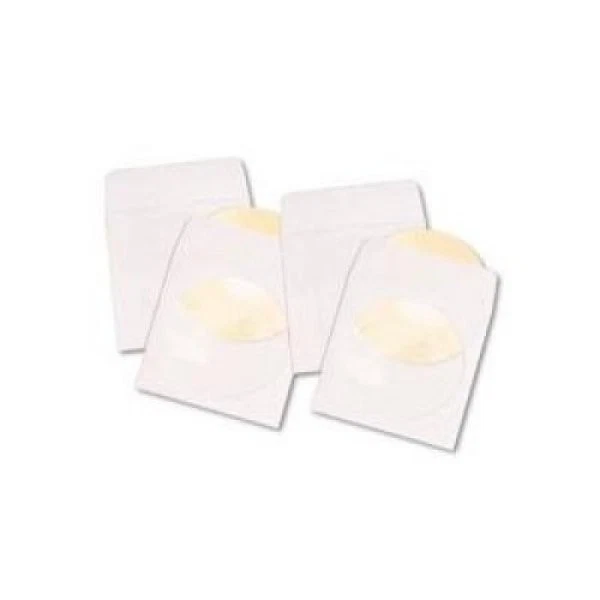 Paquete de 100 mini fundas de papel para CD/DVD - ventana de polietileno transparente - blanco Foto 1 de 1