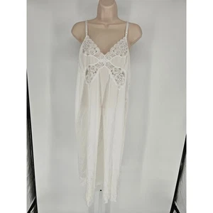 Camicia da notte vintage anni 80 Vanity Fair donna taglia 42 nylon bianco busto pizzo trasparente - Foto 1 di 4