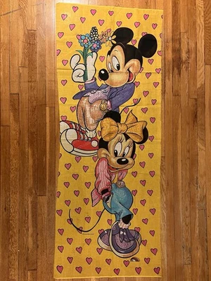 Tapiz de tela vintage Mickey Mouse Minnie Mouse colgante de pared años 90 Foto 1 de 4