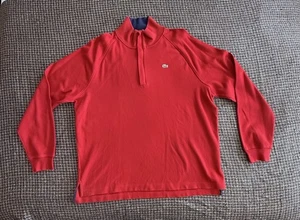 Pullover Lacoste 1/4 zip rosso manica lunga collo alto a fascia camicia uomo 7 XXL - Foto 1 di 19