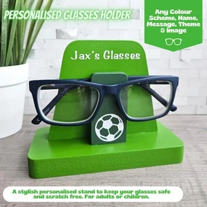 Personalised Glasses Holder Stand, Eyewear Spectacles Football Decor Christmas - Picture 1 of 24