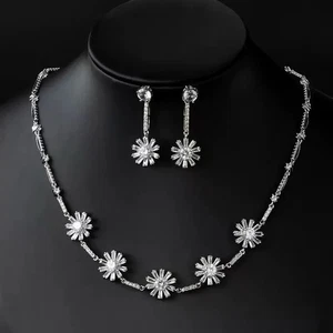 Juego de collar y pendientes nupciales de circonita cúbica - Imagen 1 de 3