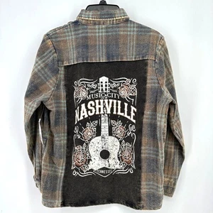 Nashville Tennessee Washed Flannel Cowgirl Shirt Girls Size Large Back Panel - Picture 1 of 5
