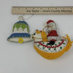Vintage Buscilla Felt & Sequined Rocking Horse Santa and Bell #1878 - Picture 1 of 5
