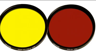 Tiffen 82mm #29 Dark Red & Tiffen 82mm Deep Yellow #15 Filter Set - 2 Filters - Image 1 of 4