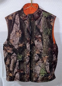 AQUA STOP Reversible Hunting Vest sz M Camo Safety Orange Zip Water Resistant * - Picture 1 of 6