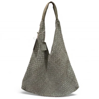 Bolso de Hombro Hobo Holgado Cuero Gamuza Tejido Verde Oliva Viral Nuevo con Etiquetas Foto 1 de 4