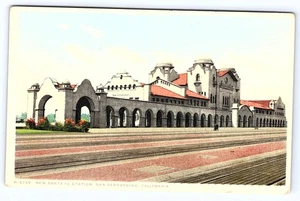 Fred Harvey Santa Fe Railroad Station San Bernardino California postcard D545 - Picture 1 of 2