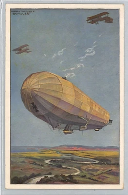 ZEPPELIN *Hansa* (LZ.13) ART WW1 Postcard PROPAGANDA Artist Used 1915 CDS LZ357 - Image 1 of 4