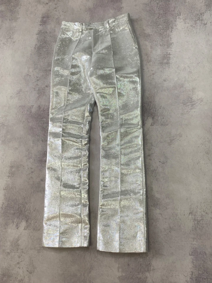 Pantalones Paco Rabanne x HM Brillantes Metálicos Plateados Talla EU 44 Foto 1 de 4