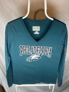 NFL Women's Long Sleeve V-Neck Tee Eagles - Picture 1 of 6